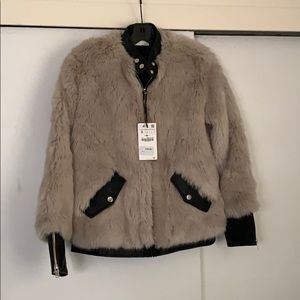 zara faux shearling bomber jacket